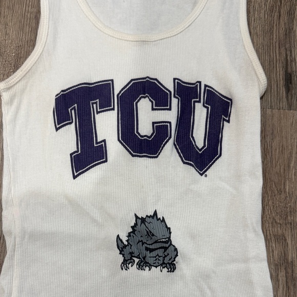 White TCU Tank Top with Purple Logo - Picture 3 of 3